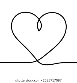 Linha contínua desenhando uma forma de coração expressando amor e afeto. Ilustração vetorial.