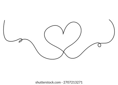 Dibujo de línea continua de la Ilustración vectorial dibujada a mano de la forma del corazón
