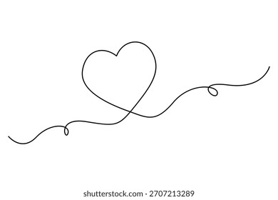 Continuous line drawing of heart shape hand drawn vector illustration
