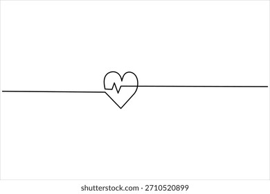 Desenho de linha contínua da forma do coração com ilustração de batimento de pulso médico