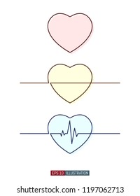 Continuous line drawing of heart symbol. Template for your design. Vector illustration.