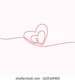continuous line drawing of heart for valentine