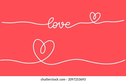 Trato continuo de línea de corazón y palabra AMOR. Un vector de línea ilustración de marco minimalista del concepto de amor. 