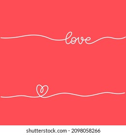 Kontinuierliche Zeichnung von Herz und Wort LOVE. Eine Linie Vektorgrafik minimalistischer Rahmen Illustration des Liebeskonzepts. 