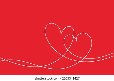 Continuous line drawing of heart and words. One line vector minimalist frame illustration of love concept. Vector illustration.
