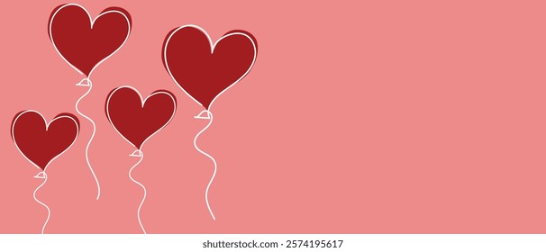 Continuous line drawing of heart and words. Vector illustration. One single line drawing of love concept cute heart shaped for greeting card. Romantic symbol for wedding invitation, Valentine's Day.