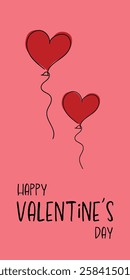 Continuous line drawing of heart and words. Vector illustration. One single line drawing of love concept cute heart shaped for greeting card. Romantic symbol for wedding invitation, Valentine's Day.