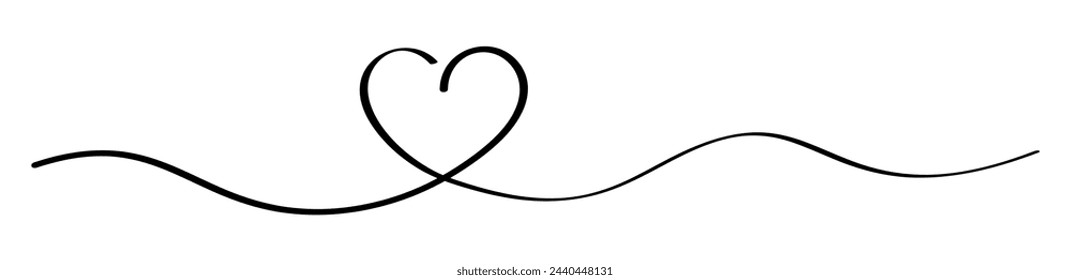 Continuous line drawing of a heartbeat with a heart shape. Vector illustration