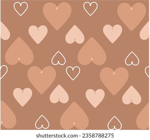 Continuous line, drawing of hearts, fashion minimalist concept, vector illustration. Modern fashionable pattern. Glamour one line drawing love Valentines seamless pattern.