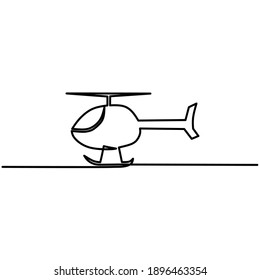 Continuous line drawing of helicopter, icon sign, single line, vector ilustration