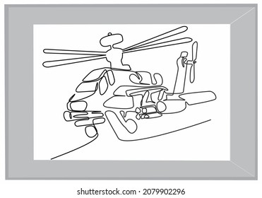 
continuous line drawing helicopter vector illustration