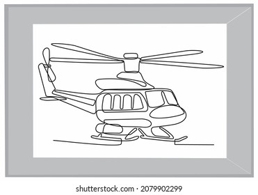 
continuous line drawing helicopter vector illustration