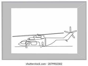 
continuous line drawing helicopter vector illustration