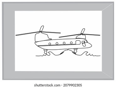
continuous line drawing helicopter vector illustration