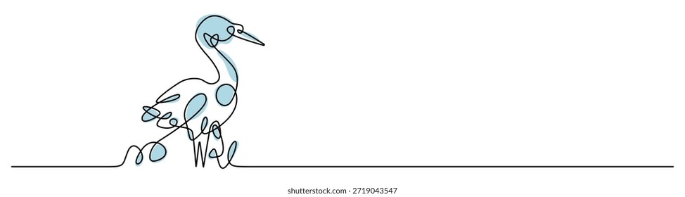 Dibujo de línea continuo de Ilustración vectorial minimalista de aves de cigüeña de garza