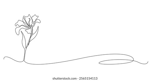 continuous line drawing of a hibiscus flower.one line drawing of a hibiscus flower.simple single line vector illustration.isolated white background