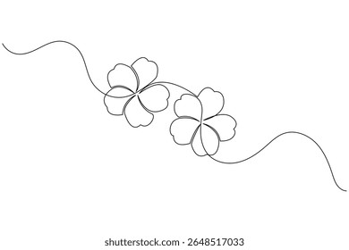 Continuous line drawing of hibiscus flower vector illustration isolated on white background