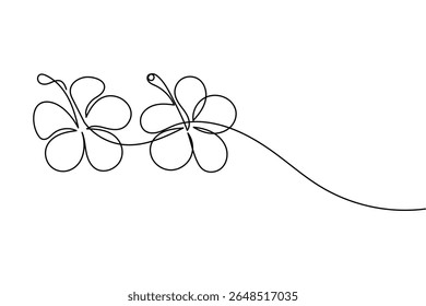Kontinuierliche Linienzeichnung der Hibiskusblume, Vektorgrafik einzeln auf weißem Hintergrund