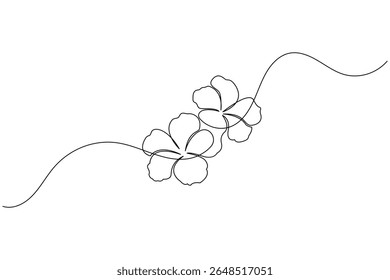 Dibujo continuo de la línea de la Ilustración vectorial de la flor del hibisco aislada en el fondo blanco