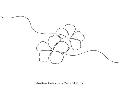 Continuous line drawing of hibiscus flower vector illustration isolated on white background
