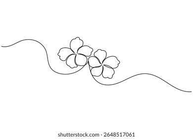 Dibujo continuo de la línea de la Ilustración vectorial de la flor del hibisco aislada en el fondo blanco