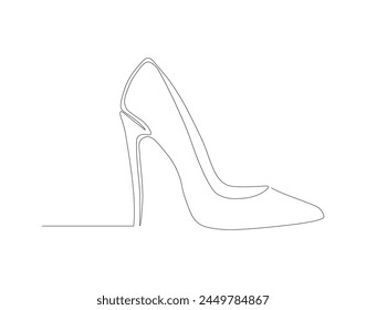 Continuous line drawing of high heel. One line of high heels. female elegant shoe concept continuous line art. Editable outline
