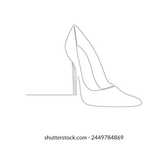 Continuous line drawing of high heel. One line of high heels. female elegant shoe concept continuous line art. Editable outline
