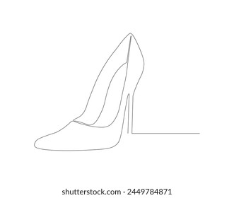 Continuous line drawing of high heel. One line of high heels. female elegant shoe concept continuous line art. Editable outline
