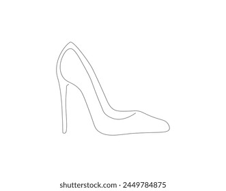 Continuous line drawing of high heel. One line of high heels. female elegant shoe concept continuous line art. Editable outline
