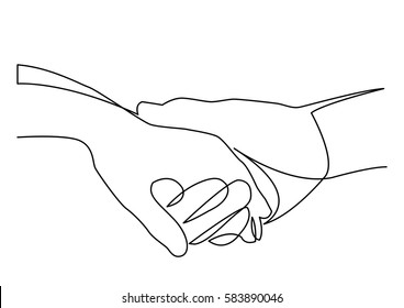 continuous line drawing holding hands together