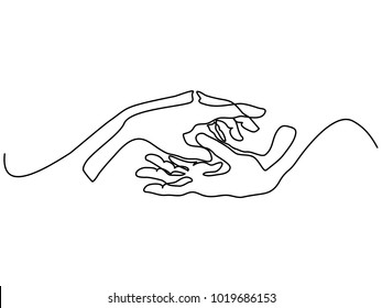 Continuous Line Drawing Holding Man Woman Stock Vector (Royalty Free ...