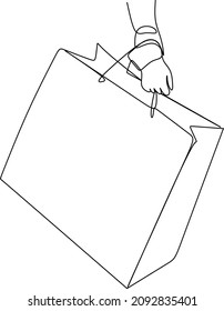 trazado continuo de la línea de la bolsa de la compra. ilustración vectorial.