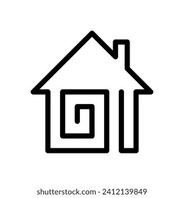 Continuous line drawing of home icon vector. One line drawing building. House icon illustration isolated on white background.