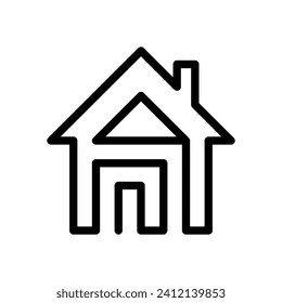 Continuous line drawing of home icon vector. One line drawing building. House icon illustration isolated on white background.