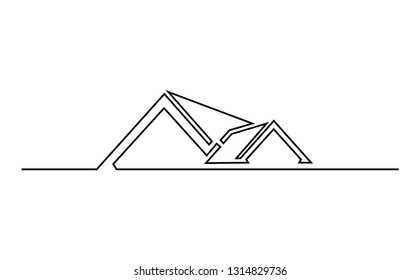 continuous line drawing of home logo..real estate one line logo