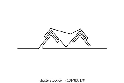 continuous line drawing of home logo..real estate one line logo