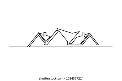 continuous line drawing of home logo..real estate one line logo