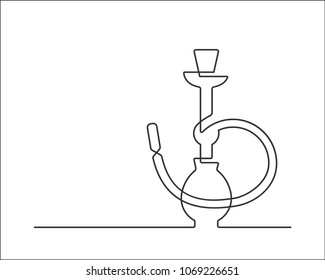 Continuous line drawing of hookah. Vector illustration