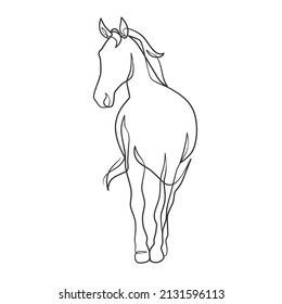 Dibujo continuo de línea de caballo, diseño de estilo minimalista del dibujo de una línea de caballo