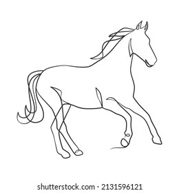 Dibujo continuo de línea de caballo, diseño de estilo minimalista del dibujo de una línea de caballo