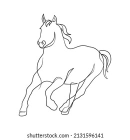Continuous line drawing of horse, Horse one line drawing minimalist style design