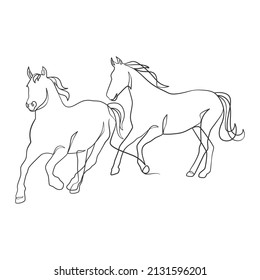 Dibujo continuo de línea de caballo, diseño de estilo minimalista del dibujo de una línea de caballo