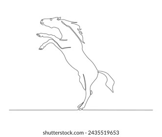 Continuous Line Drawing Of Horse. One Line Of Dashing Horse. Horse Continuous Line Art. Editable Outline.

