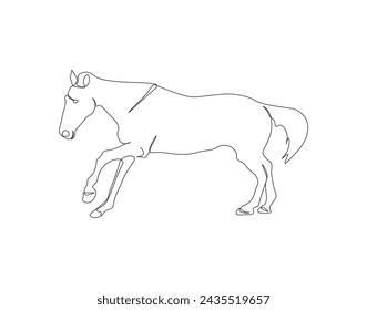 Continuous Line Drawing Of Horse. One Line Of Dashing Horse. Horse Continuous Line Art. Editable Outline.

