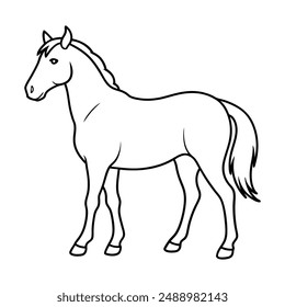 Continuous line drawing of horse, Horse one line drawing minimalist style design