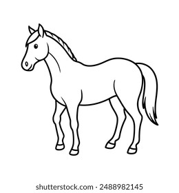Continuous line drawing of horse, Horse one line drawing minimalist style design