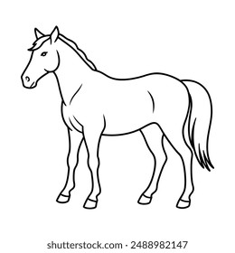 Continuous line drawing of horse, Horse one line drawing minimalist style design