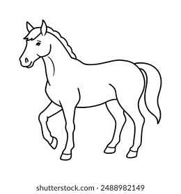Continuous line drawing of horse, Horse one line drawing minimalist style design