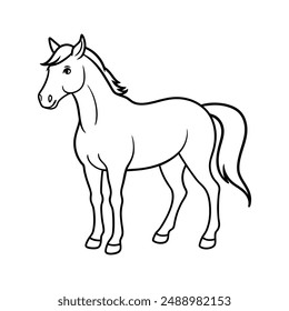 Kontinuierliche Linienzeichnung von Pferd, Pferd eine Linie Zeichnung minimalistischer Stil Design