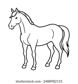 Línea continua de dibujo de caballo, Caballo una línea de dibujo diseño de estilo minimalista